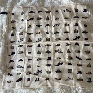 Ellen Tracy Cream Scarf with Hat Print